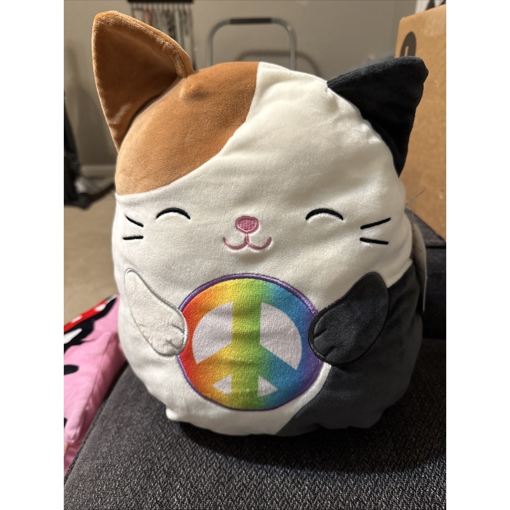 NEW Squishmallows 12" Cam The Calico Cat Rainbow Peace Sign RARE(Lexi)